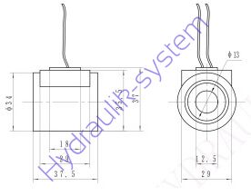 Cewka fi 13 24 VDC z kabelkiem żółtym 6302024