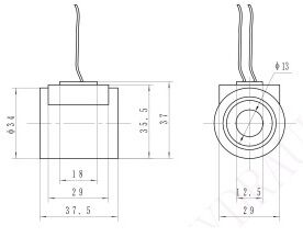 Cewka fi 13 24 VDC z kabelkiem żółtym 6302024