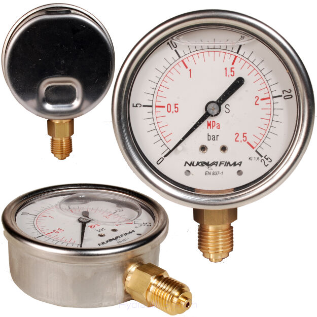 Manometr glicerynowy Ciśnieniomierz Zegar 63mm 25bar 1/4