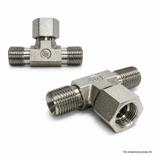 Złączka trójnik z nakrętką u góry, rozgałęźnik hydrauliczny 1/4''