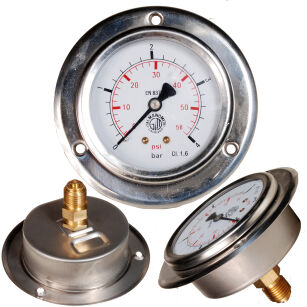 Manometr tablicowy glicerynowy Ciśnieniomierz Zegar 63mm 4bar 1/4" ITAL