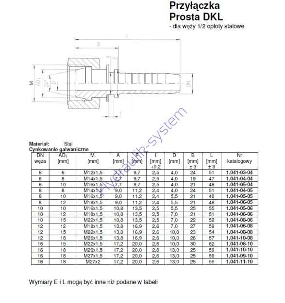 Końcówka prosta DKL DN 06 8L M14x1,5