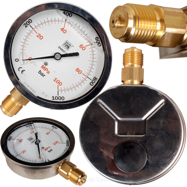 Manometr glicerynowy Ciśnieniomierz Zegar 100mm 1000bar 1/4