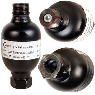 HYDROAKUMULATOR AKUMULATOR HYDRAULICZNY MEMBRANOWY 0,075 L WŁOSKI AMS0,075P250CG4VM-0