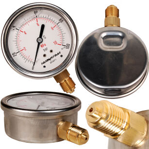 Manometr glicerynowy Ciśnieniomierz Zegar 63mm 100bar 1/4" dolny NUOVA FIMA